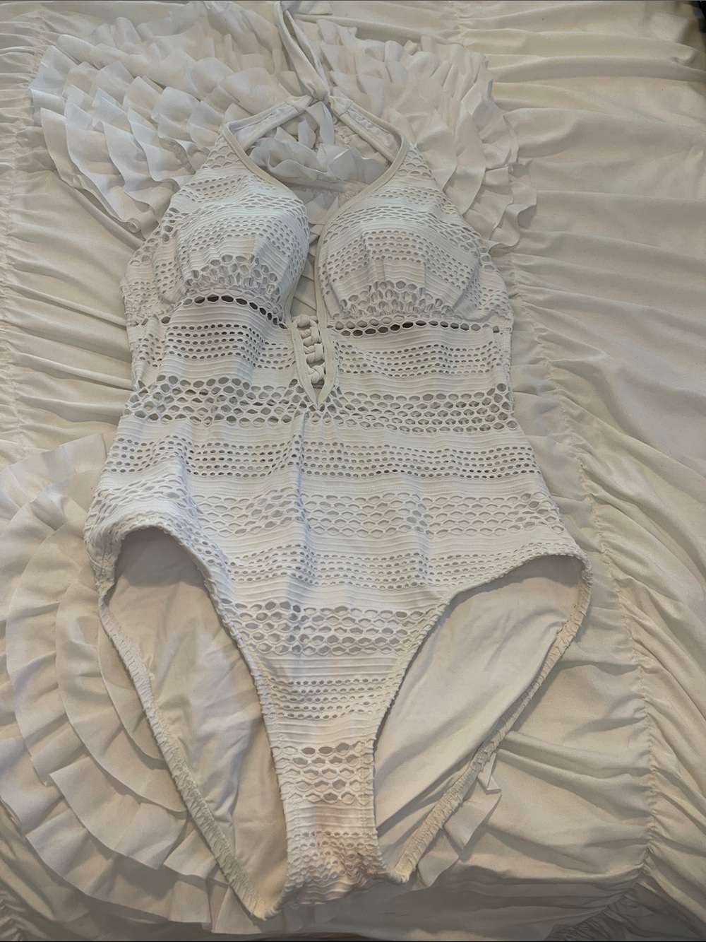 White Crochet One-Piece Swimsuit